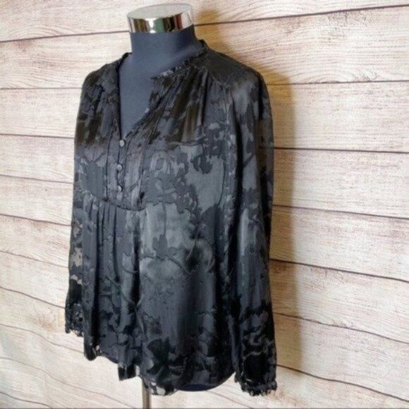 Diane Von Furstenberg Black Fairy Grunge Semi Sheer Shirt - Picture 4 of 11